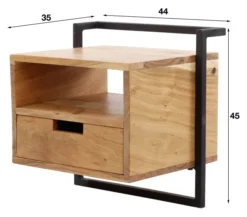 Rubjerg Design Nachttisch Air Solid 1 Schublade und offenes Fach Akazie massiv natur