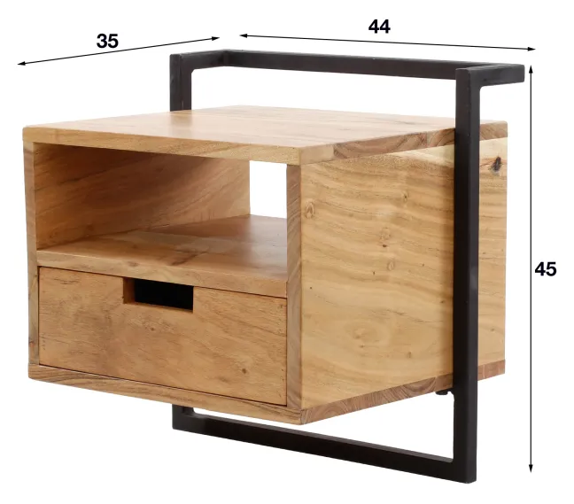 Rubjerg Design Nachttisch Air Solid 1 Schublade und offenes Fach Akazie massiv natur