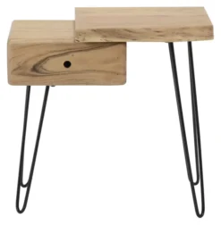 Rubjerg Design Nachttisch/Beistelltisch Edge mit Schublade links Metall/Akazie massiv natur