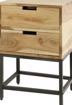Rubjerg Design Nachttisch Flat mit 2 Schubladen Akazie massiv natur