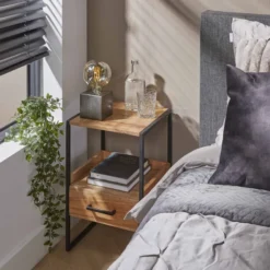 Rubjerg Design Nachttisch XS Niche mit Schublade Metall/Akazie massiv natur