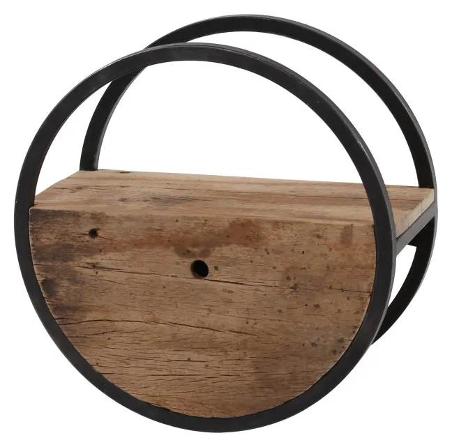 Rubjerg Design Wandregal Ø50cm rund mit Schublade Hartholz/Metall