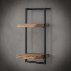 Rubjerg Design Wandregal Edge 2 Ablagen Metall/Akazie massiv natur