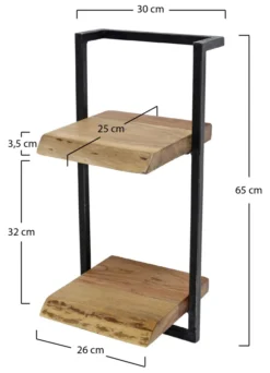 Rubjerg Design Wandregal Edge 2 Ablagen Metall/Akazie massiv natur