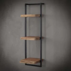 Rubjerg Design Wandregal Edge 3 Ablagen Metall/Akazie massiv natur