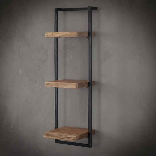 Rubjerg Design Wandregal Edge 3 Ablagen Metall/Akazie massiv natur