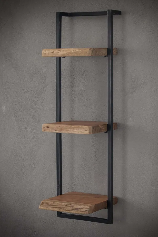 Rubjerg Design Wandregal Edge 3 Ablagen Metall/Akazie massiv natur