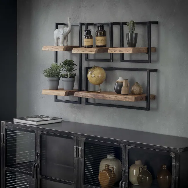Rubjerg Design Wandregal Edge 30cm Metall/Akazie massiv natur