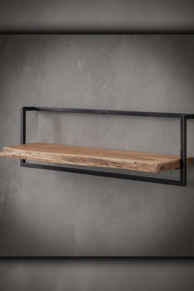 Rubjerg Design Wandregal Edge 100cm Metall/Akazie massiv natur