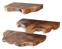 Rubjerg Design Wandregal Natural line 3er Set Teakholz natur