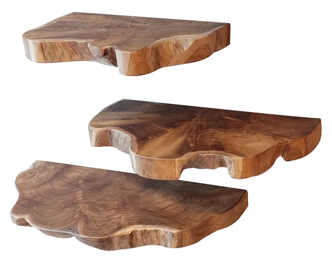 Rubjerg Design Wandregal Natural line 3er Set Teakholz natur