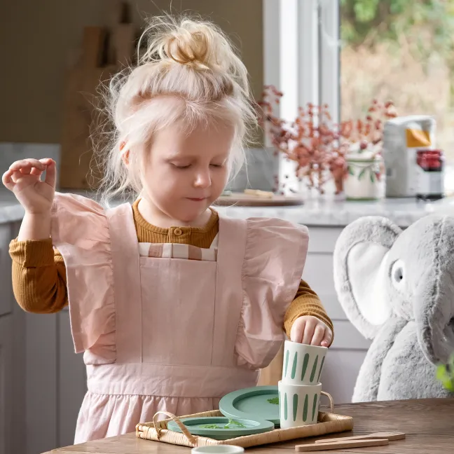 Sebra Kinderschürze und Kochmütze dusty pink/classic weiß