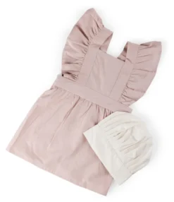 Sebra Kinderschürze und Kochmütze dusty pink/classic weiß