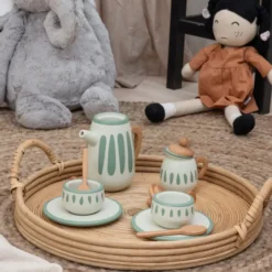 Sebra Spielküche Tee-Set aus Holz classic weiß/sage FSC™ Sale