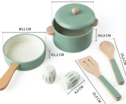 Sebra Spielküche Topf und Pfannen-Set aus Holz