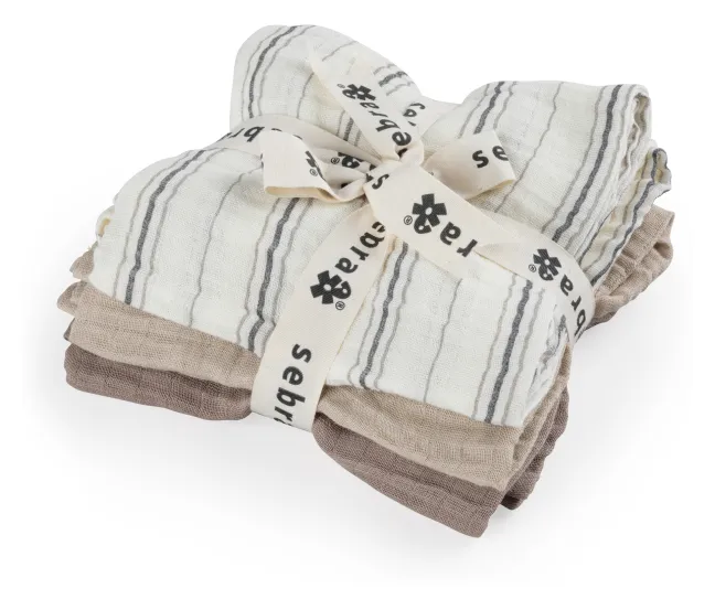 Sebra Spucktücher 3er Set cream stripe/beige