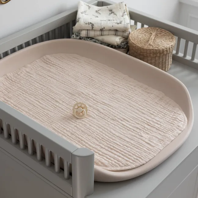 Sebra Wickelmatte PUR Set birchbark rose + 2 Wickelunterlagen musselin rose