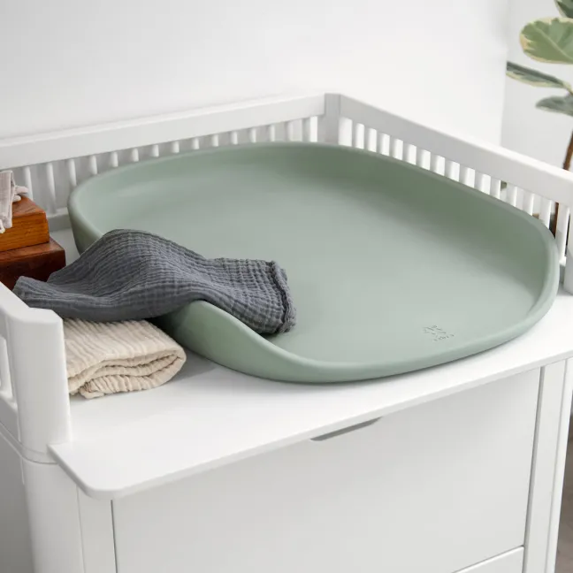Sebra Wickelmatte PUR Set seagrass + 2 Wickelunterlagen musselin green