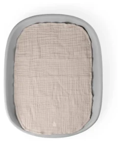 Sebra Wickelmatte PUR Set stone + 2 Wickelunterlagen musselin beige