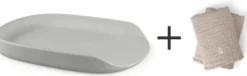 Sebra Wickelmatte PUR Set stone + 2 Wickelunterlagen musselin beige