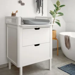 Sebra Wickelmatte PUR Set stone + 2 Wickelunterlagen musselin beige