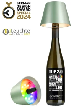 SOMPEX TOP 2.0 RGBW-Akku-Flaschenleuchte grün metallic