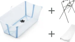 STOKKE® Flexi Bath® Babywanne Ocean Blue mit Stand Untergestell und Newborn Support