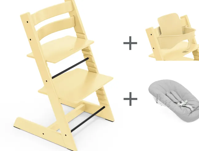STOKKE® Mega Set Tripp Trapp® Buche Lemon Yellow + Babyset² Lemon Yellow + Newbornset