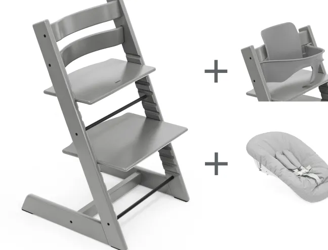 STOKKE® Mega Set Tripp Trapp® Storm grey + Babyset² Storm grey + Newbornset