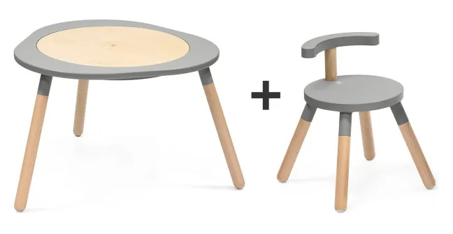 Stokke® MuTable™ V2 Tisch mit Stuhl Storm grey