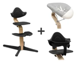 STOKKE® Nomi® Hochstuhl Eiche schwarz + Newborn sand + Baby Set