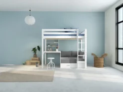 THUKA Nordic Casa Hochbett Crossbar mit gerader Leiter weiß