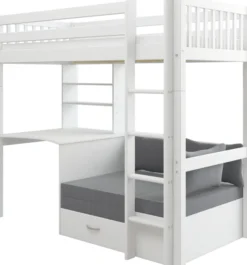 THUKA Nordic Casa Hochbett Crossbar mit gerader Leiter weiß
