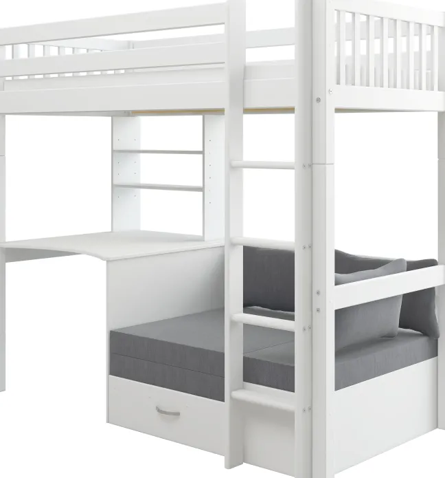 THUKA Nordic Casa Hochbett Crossbar mit gerader Leiter weiß