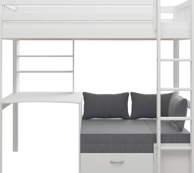 THUKA Nordic Casa Hochbett Crossbar mit gerader Leiter weiß