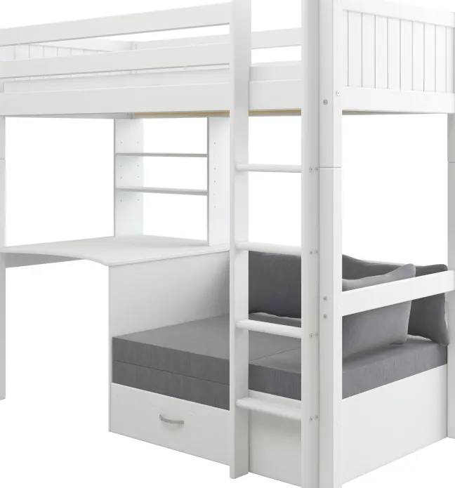 THUKA Nordic Casa Hochbett Romantic mit gerader Leiter weiß