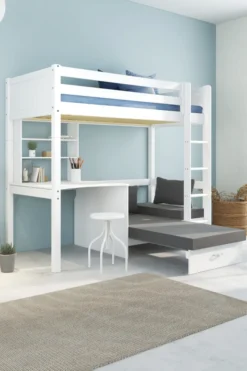 THUKA Nordic Casa Hochbett Romantic mit gerader Leiter weiß