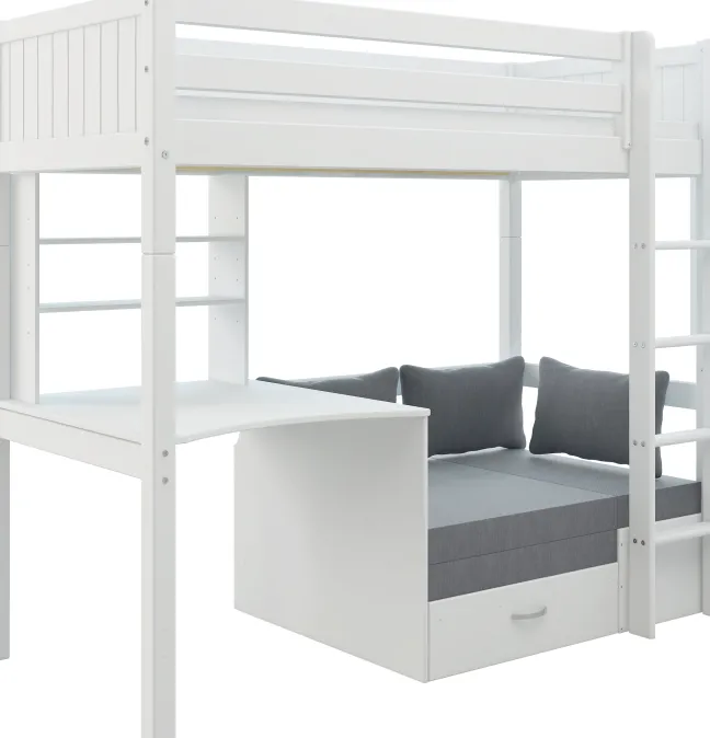 THUKA Nordic Casa Hochbett Romantic mit gerader Leiter weiß
