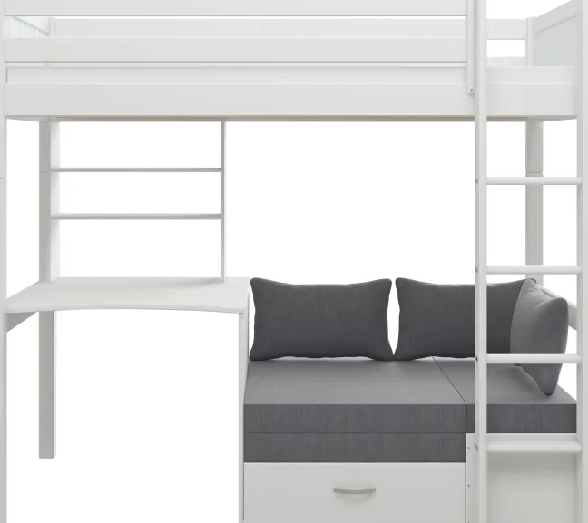THUKA Nordic Casa Hochbett Romantic mit gerader Leiter weiß