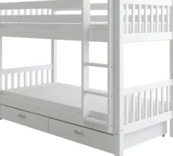 THUKA Nordic Etagenbett Crossbar mit gerader Leiter und 2 Schubladen weiß