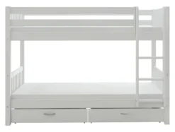 THUKA Nordic Etagenbett Crossbar mit gerader Leiter und 2 Schubladen weiß