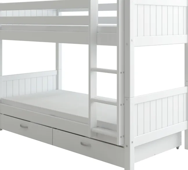 THUKA Nordic Etagenbett Romantic mit gerader Leiter und 2 Schubladen weiß