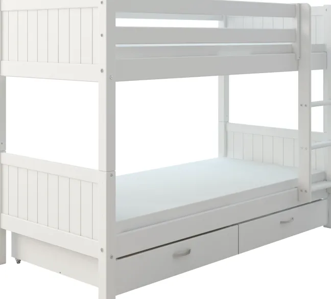 THUKA Nordic Etagenbett Romantic mit gerader Leiter und 2 Schubladen weiß