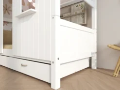 THUKA Nordic Hausbett Romantic mit geschlossener Front, Dachpanele und 2 Schubladen weiß