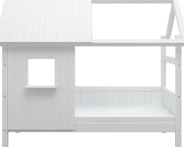 THUKA Nordic Hausbett Romantic mit halb geschlossener Front und Dachpanele weiß