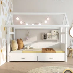 THUKA Nordic Hausbett Romantic mit 2 Schubladen weiß