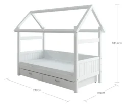 THUKA Nordic Hausbett Romantic mit 2 Schubladen weiß