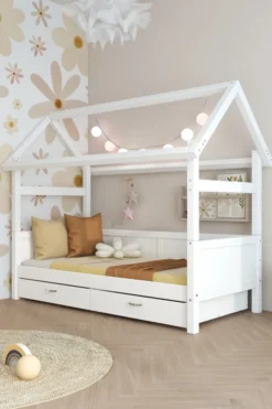 THUKA Nordic Hausbett Romantic mit 2 Schubladen weiß