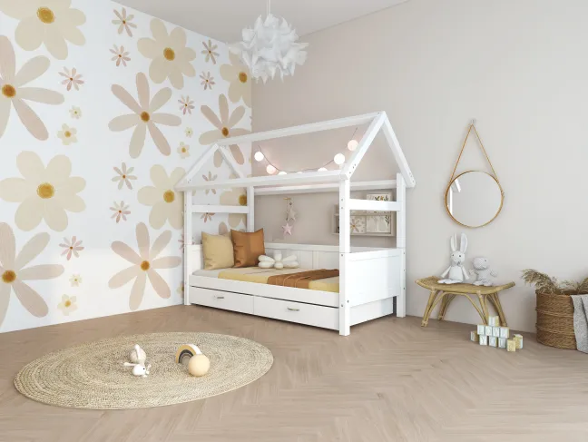 THUKA Nordic Hausbett Romantic mit 2 Schubladen weiß