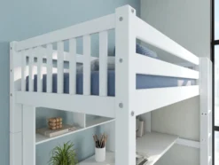 THUKA Nordic Hochbett Crossbar mit Schreibtisch und Regal weiß
